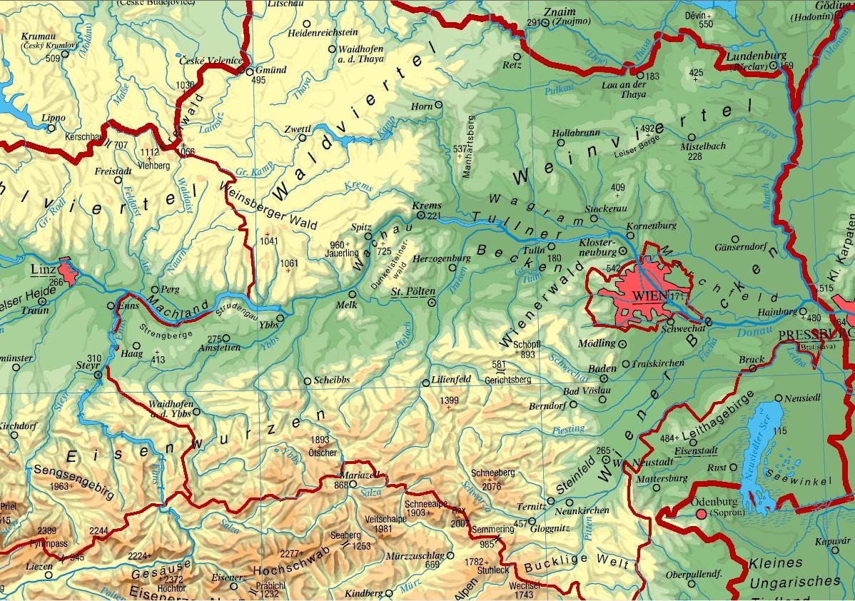 xəritə aşağı Avstriya