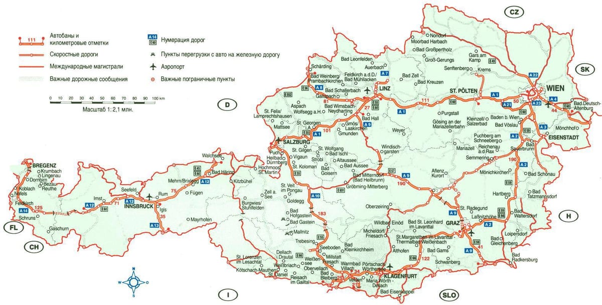 ətraflı xəritəsi Avstriya