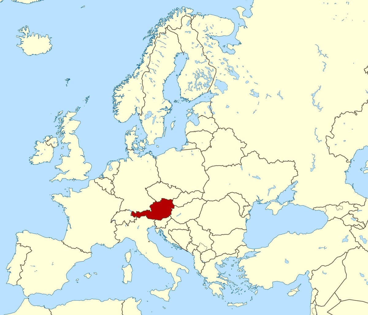 dünyanın xəritəsi gösteren Avstriya