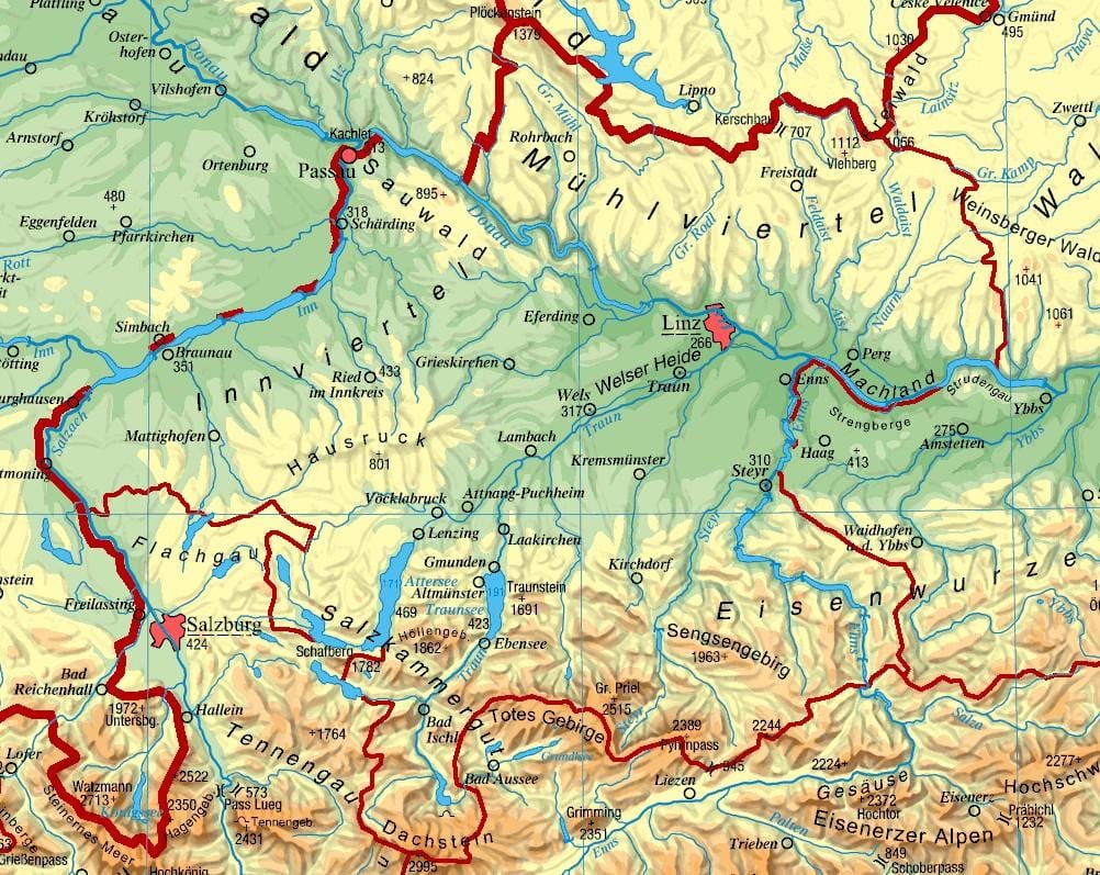 xəritədə yuxarı Avstriya